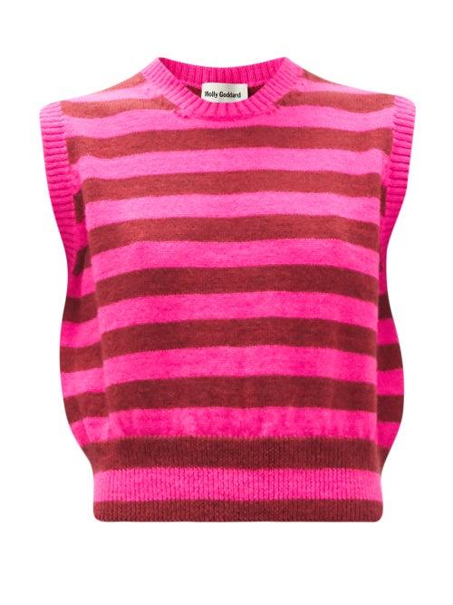 Matchesfashion.com Molly Goddard - Claus Striped Lambswool Sweater Vest - Womens - Pink