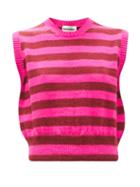 Matchesfashion.com Molly Goddard - Claus Striped Lambswool Sweater Vest - Womens - Pink