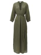 Matchesfashion.com Wiggy Kit - St Germain Crepe Maxi Dress - Womens - Dark Green
