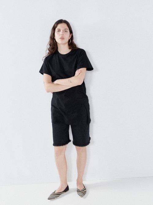 Raey - Ripped Cotton T-shirt - Womens - Black
