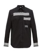 Matchesfashion.com Burberry - Coleherne Striped Cotton Shirt - Mens - Black