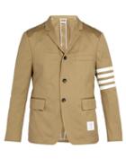 Matchesfashion.com Thom Browne - Striped Single Breasted Cotton Blazer - Mens - Camel