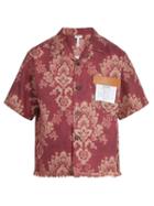 Matchesfashion.com Loewe - Tassel Trimmed Baroque Print Linen Shirt - Mens - Burgundy