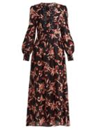 Matchesfashion.com Dundas - Black Silk Georgette Midi Dress - Womens - Black Pink