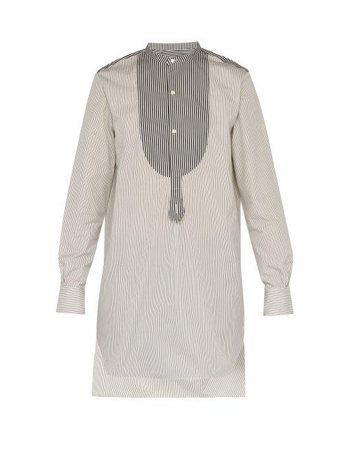 Matchesfashion.com Palmer//harding - Paul Grandad Collar And Bib Cotton Tunic Shirt - Mens - Navy Multi
