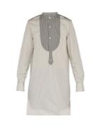 Matchesfashion.com Palmer//harding - Paul Grandad Collar And Bib Cotton Tunic Shirt - Mens - Navy Multi