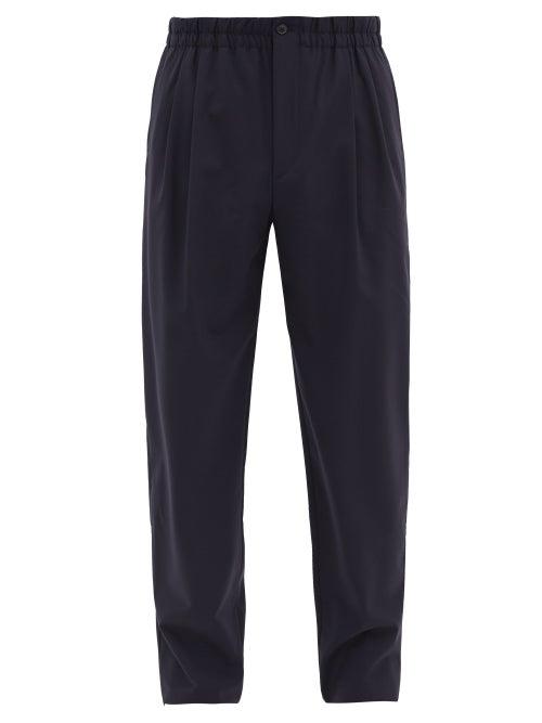 Matchesfashion.com Giorgio Armani - Elasticated-waist Wool-blend Twill Trousers - Mens - Navy