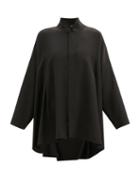 Matchesfashion.com Eskandar - Stand-collar Silk-crepe De Chine Blouse - Womens - Black