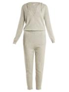 Matchesfashion.com Allude - Hooded V Neck Cashmere Jumpsuit - Womens - Light Grey