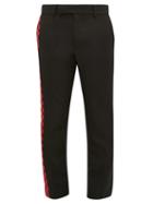 Matchesfashion.com Haider Ackermann - Chequered Panel Cotton Blend Twill Trousers - Mens - Black Red