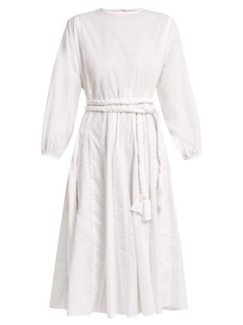 Matchesfashion.com Rhode Resort - Devi Braided Belt Cotton Dress - Womens - White