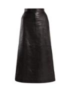 Saint Laurent A-line Leather Midi Skirt