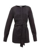 Matchesfashion.com Cefinn - Pinstripe Voile Blouse - Womens - Navy White