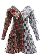 Matchesfashion.com Chopova Lowena - Exaggerated-collar Flocked-taffeta Mini Dress - Womens - Multi