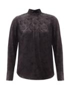 Matchesfashion.com Cefinn - Riley High-neck Camouflage-jacquard Blouse - Womens - Black