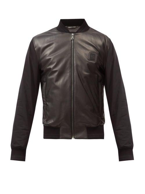 Matchesfashion.com Dolce & Gabbana - Logo-patch Leather And Shell Bomber Jacket - Mens - Black