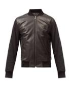 Matchesfashion.com Dolce & Gabbana - Logo-patch Leather And Shell Bomber Jacket - Mens - Black
