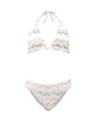 Matchesfashion.com Missoni Mare - Zigzag-jacquard Triangle Bikini - Womens - White Multi