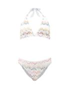 Matchesfashion.com Missoni Mare - Zigzag-jacquard Triangle Bikini - Womens - White Multi
