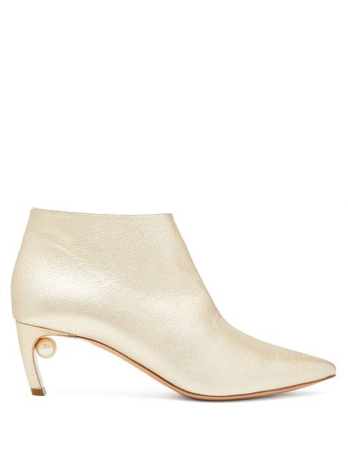 Matchesfashion.com Nicholas Kirkwood - Mira Point Toe Leather Ankle Boots - Womens - Gold
