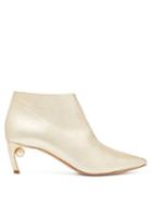 Matchesfashion.com Nicholas Kirkwood - Mira Point Toe Leather Ankle Boots - Womens - Gold