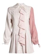 J.w.anderson Ruffled-front Striped Tunic Top