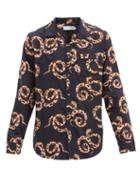 Matchesfashion.com Desmond & Dempsey - The Kaa Snake-print Cotton Pyjama Shirt - Mens - Navy Multi