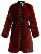 Matchesfashion.com Sonia Rykiel - Single Breasted Faux Fur Coat - Womens - Burgundy