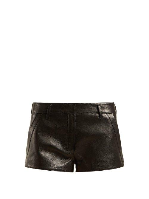 Matchesfashion.com Saint Laurent - Leather Hot Pants - Womens - Black