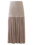 Matchesfashion.com Chlo - Smocked Panel Crepe Midi Skirt - Womens - Light Grey