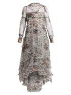 Erdem Stacey Hurst Rose-print Tiered Tulle Gown