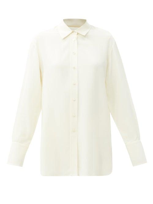 Matchesfashion.com Joseph - Brooks Silk-crepe De Soie Shirt - Womens - Ivory