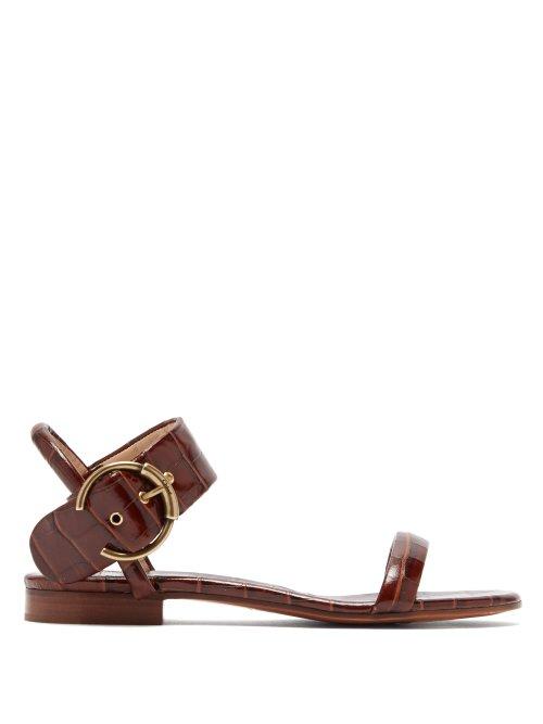 Matchesfashion.com Chlo - Crocodile Effect Leather Sandals - Womens - Tan