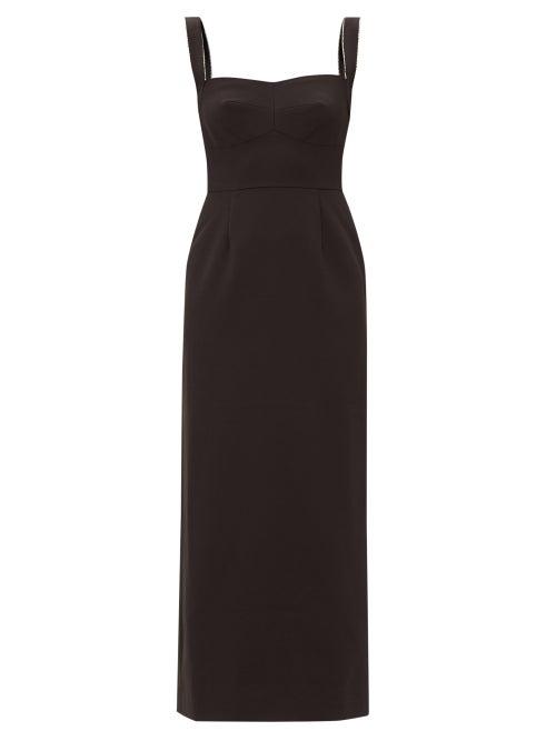 Saloni - Rachel Crystal-embellished Crepe Dress - Womens - Black