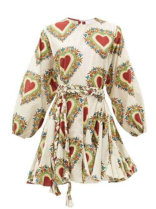Matchesfashion.com Rhode - Ella Heart-print Cotton Dress - Womens - White Print