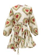 Matchesfashion.com Rhode - Ella Heart-print Cotton Dress - Womens - White Print