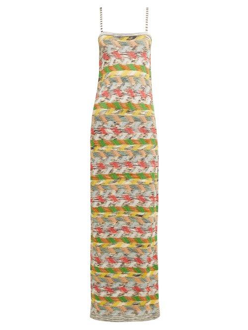 Matchesfashion.com Missoni - Zigzag Wool Blend Maxi Dress - Womens - White Multi