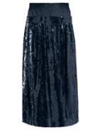 Matchesfashion.com Tibi - Sequinned Silk Midi Skirt - Womens - Navy