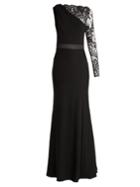 Alexander Mcqueen One-shoulder Lace And Crepe Gown