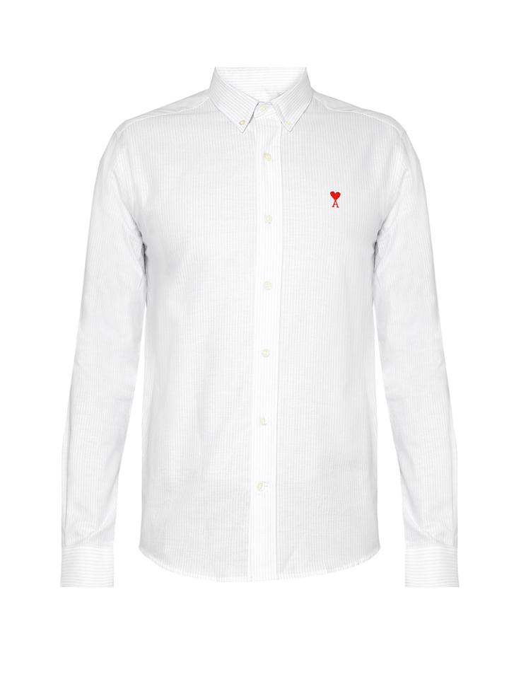 Ami Striped Single-cuff Cotton Shirt