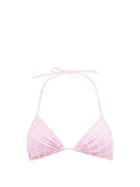 Matchesfashion.com Fisch - Dinzey Fishnet-print Self-tie Bikini Top - Womens - Light Pink