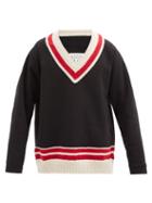 Matchesfashion.com Maison Margiela - V-neck Garment-dyed Cotton Sweatshirt - Mens - Black