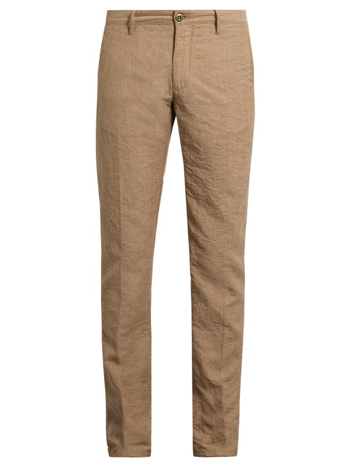 Incotex Slim-leg Linen-blend Chino Trousers
