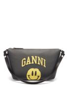 Matchesfashion.com Ganni - Smiling Face-print Coated-canvas Shoulder Bag - Womens - Black Multi