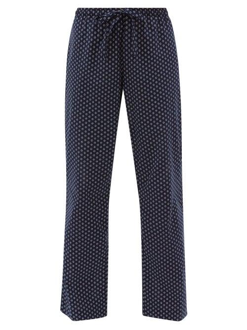 Ladies Lingerie Derek Rose - Nelson 79 Floral-print Cotton Lounge Trousers - Womens - Navy