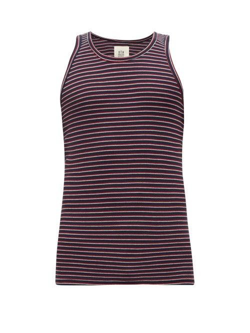 Matchesfashion.com Hemen Biarritz - Gari Striped Cotton Tank Top - Mens - Red Navy