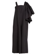 Msgm Ruffled One-shoulder Seersucker Jumpsuit