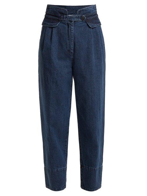 Matchesfashion.com Sea - High Rise Straight Leg Cropped Jeans - Womens - Indigo