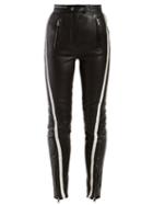 Matchesfashion.com Alexander Mcqueen - Side Stripe Leather Trousers - Womens - Black White