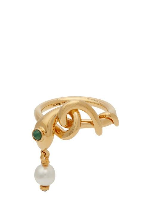 Matchesfashion.com Chlo - Callie Faux Pearl-drop Ring - Womens - Gold